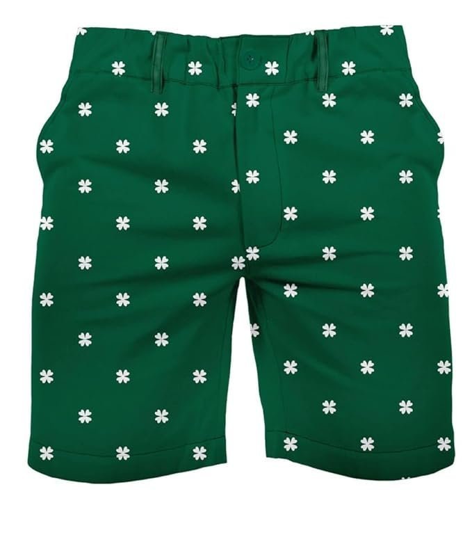 Tipsy Elves St Patricks Day Shorts for Men - Classic St Paddys Designs and Patterned Adult Shorts, Shamrock