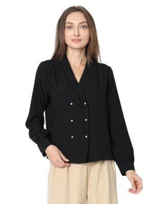 VM Cuffed Sleeves Shirt Style Top