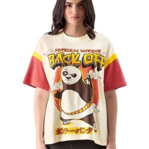 Back Off Womens Oversized Fit Graphic Printed Half Sleeve Cotton Multicolored