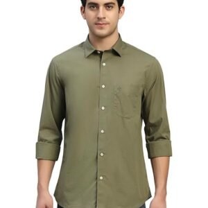Cantabil Men's Solid Full Sleeves Spread Collar Casual Shirt