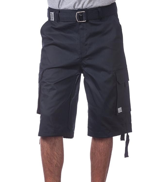 Pro Club Men's Cotton Twill Cargo Shorts with Belt - Regular and Big & Tall Sizes