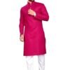 Mens' Cotton Straight Zari Lining Kurta (in, Alpha, XS, Rani)