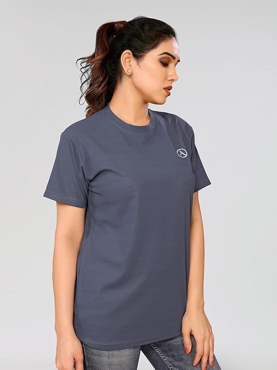 Women's Solid Round Neck Lycra Black T-Shirt - Image 5