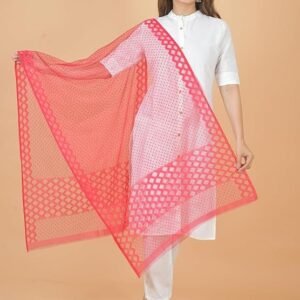 NAKODA Dupatta for Women and Girls 100% Netted Self Print Design